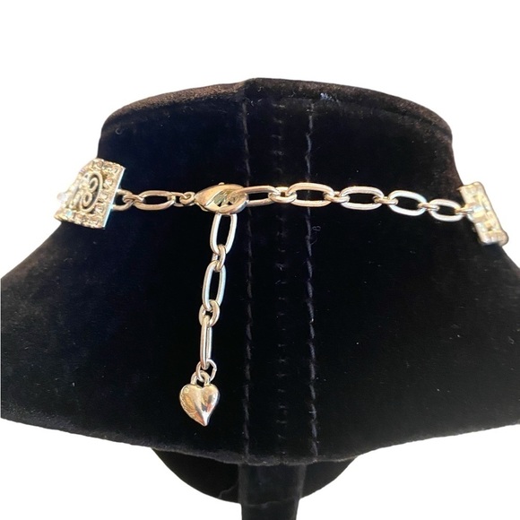 Vintage Carolee Silver Toned and Rhinestone Scroll Choker Necklace - Picture 3 of 4